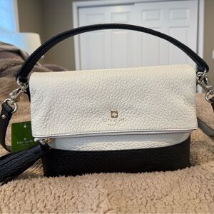 kate spade Two-Tone Black and White Pebbled Leather Crossbody Bag